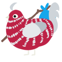 A crimson and mist chicken with a bar pattern