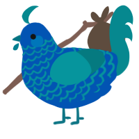 A ultramarine and teal chicken with a lace pattern