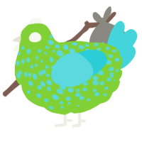 A grass and aqua chicken with a speckle pattern