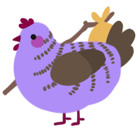 A lilac and bark chicken with a half-bar pattern