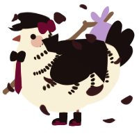 A cream and black chicken with a half-bar pattern