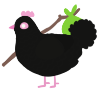 A black chicken with a lace pattern