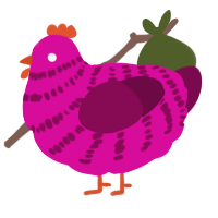 A fuchsia and wine chicken with a bar pattern