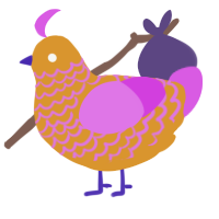 A orange and orchid chicken with a lace pattern