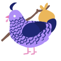 Second Degree, a lilac and navy chicken with a lace pattern
