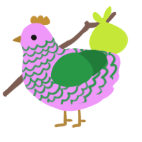 A lavender and viridian chicken with a lace pattern