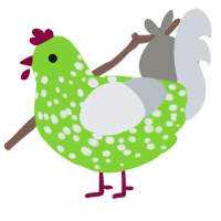 A grass and mist chicken with a speckle pattern