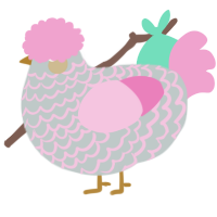 A silver and pink chicken with a lace pattern