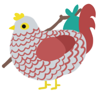 A mist and red chicken with a lace pattern