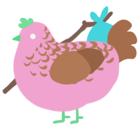 A pink and brown chicken with a half-lace pattern