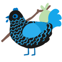 Ravey Davey, a sable and sky chicken with a lace pattern