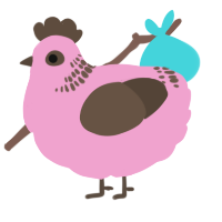 A pink and bark chicken with a neck-band pattern