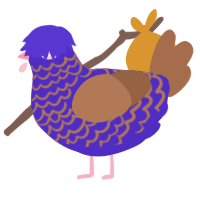 A indigo and brown chicken with a lace pattern