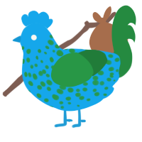 A sky and viridian chicken with a speckle pattern