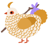 A cream and orange chicken with a lace pattern