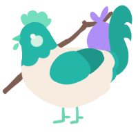 A cream and turquoise chicken with a head pattern