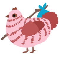 A rose and red chicken with a bar pattern