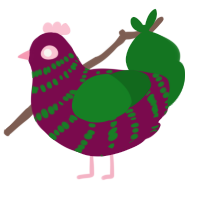 A wine and leaf chicken with a bar pattern
