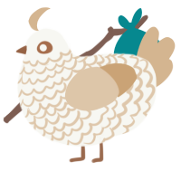 A white and beige chicken with a lace pattern