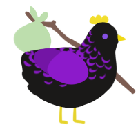 Homura Akemi, a sable and violet chicken with a half-lace pattern