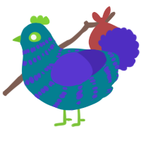 A sea and indigo chicken with a bar pattern