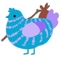 A cerulean and lilac chicken with a bar pattern