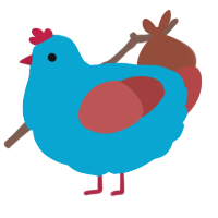 A cerulean and red chicken