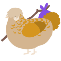 A beige and ochre chicken with a half-lace pattern