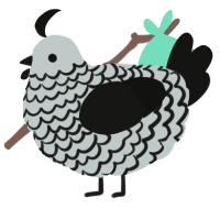 A silver and black chicken with a lace pattern