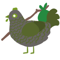 A grey and olive chicken with a lace pattern