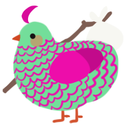 A spring and fuchsia chicken with a lace pattern