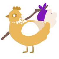 Yolk, a honey and cream chicken with a neck-speckle pattern
