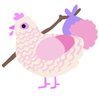 A cream and pink chicken with a lace pattern