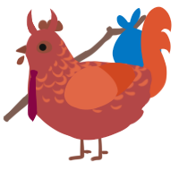 Kam, a red and vermilion chicken with a half-lace pattern
