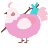 A pink and rose chicken with a head pattern