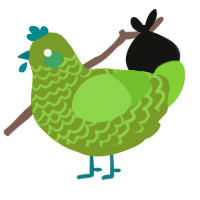 A chartreuse and grass chicken with a lace pattern