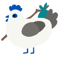 A white and grey chicken