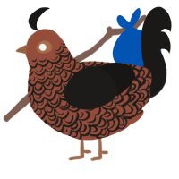 A russet and sable chicken with a double-lace pattern