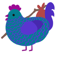 A sea and indigo chicken with a lace pattern