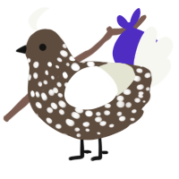 A bark and white chicken with a speckle pattern