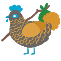 A grey and orange chicken with a lace pattern
