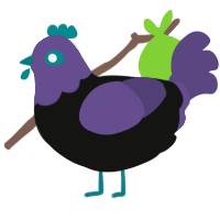 glare, a black and overcast chicken with a head pattern