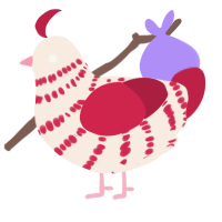 peppermint, a cream and crimson chicken with a bar pattern
