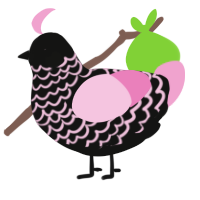A black and pink chicken with a lace pattern