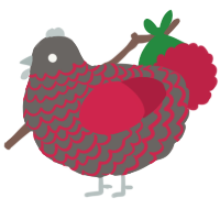 A grey and crimson chicken with a lace pattern