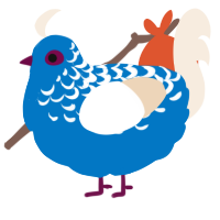A sapphire and cream chicken with a half-lace pattern