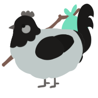 A silver and sable chicken with a head pattern
