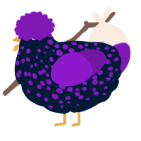 A tumblr and violet chicken with a speckle pattern