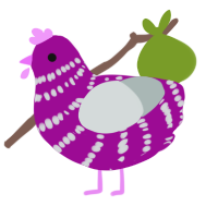 A plum and silver chicken with a bar pattern