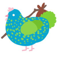 A cerulean and grass chicken with a speckle pattern